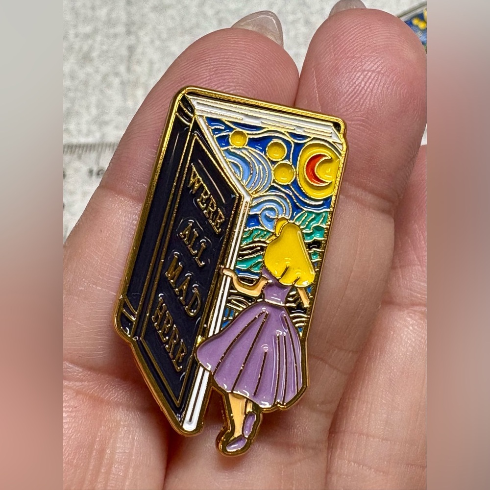 Alice in Wonderland Gold and Purple Enamel Pin